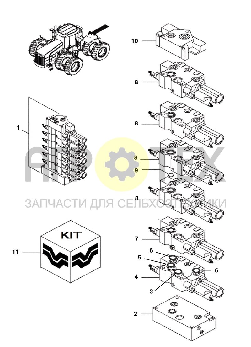 Чертеж Гидрораспределитель 6 секционный, стандартный (6VLV05)